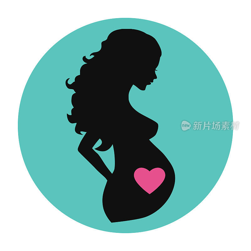 Pregnant. Silhouette of a young pregnant woman before giving birth. The concept of motherhood and love.
